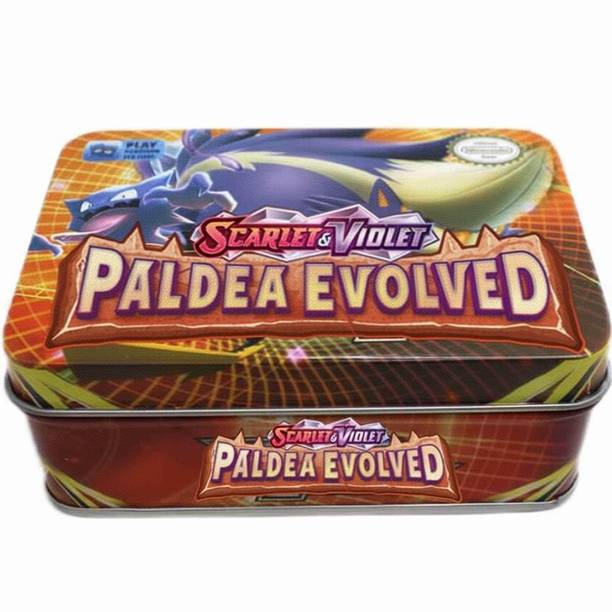 TCG Playing cards Scarlet & Violet Paldea Evolved Metal Box Tin with ex cards