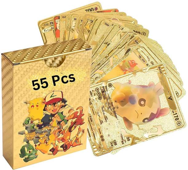 AL ATASH 55 PCS Pokemon Cards, Gold Foil Card, Assorted Cards Deck Box - V Series Cards