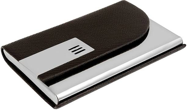 Adoere Stainless Steel Business Card Case Leather Men Luxury Brand ID Credit Card 8 Card Holder
