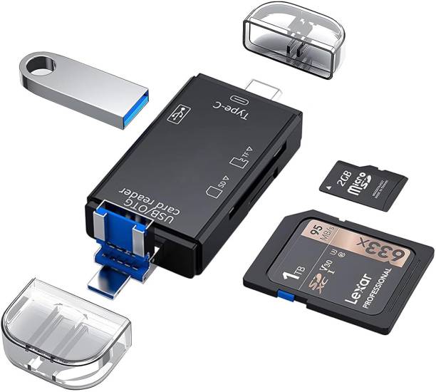 IJJA 6 in 1 with OTG, SD, USB Type C, USB 3.0 & Micro USB for Memory Card Card Reader