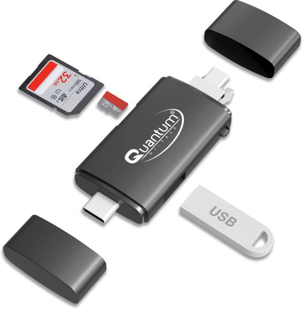 QUANTUM 3 in 1 OTG and Hub with Type-C, USB & Micro Ports Card Reader