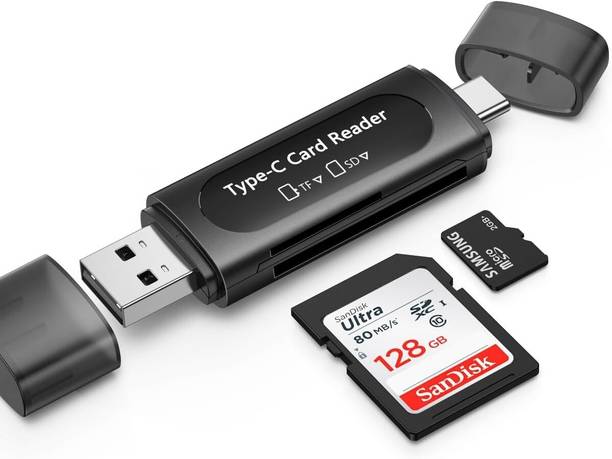 Good One 4 in 1 SD & TF Card Reader with Type-C & USB Ports, Portable Memory Card Reader Card Reader