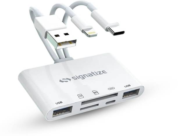 SIGNATIZE Universal 5-in-1 SD Card Reader Compatible with iPhone & USB Devices, High Speed Card Reader