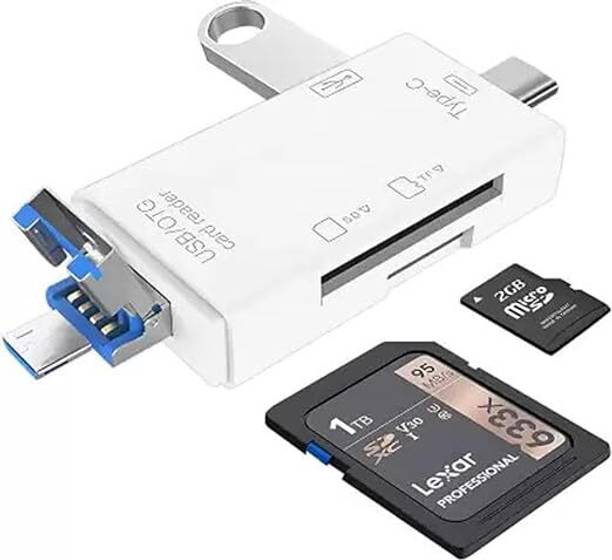 WEFLY 6 in 1 OTG Card Reader, USB Type C, USB A 2.0 and Micro USB, for Memory Card Card Reader