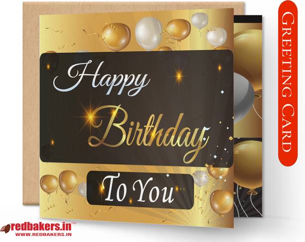 redbakers.in Happy Birthday Golden Theme Greeting Card Greeting Card