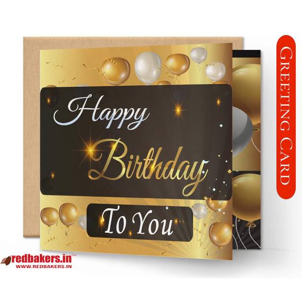 redbakers.in Happy Birthday Golden Theme Greeting Card Greeting Card