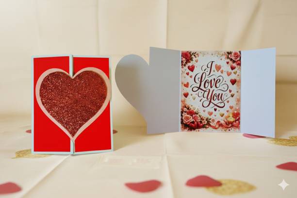 Kraftymelon Glitter heart I love you greeting card Greeting Card