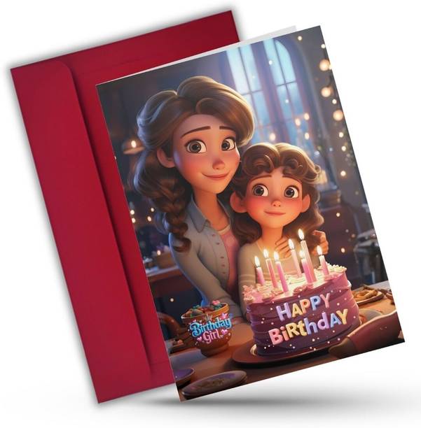 AanyaCentric 5.8x8.3inch Daughter Birthday Card with Envelope Printed Greeting Card