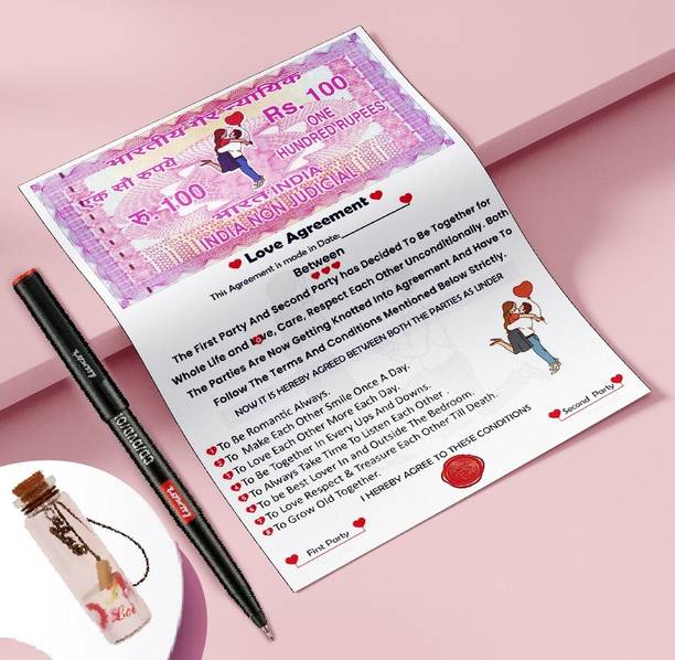 OddClick Love Contract Agreement Card Certificate with Permanent Marker, Message Pills Greeting Card