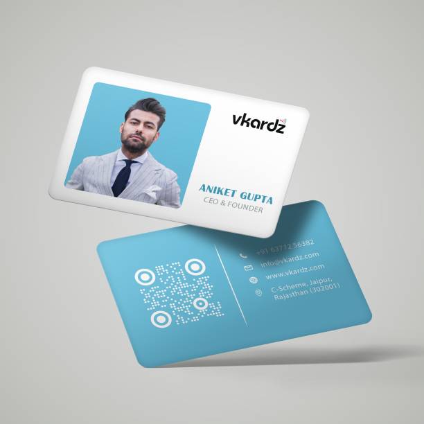 vkardz vkardz - Easy Contact sharing Customizable Premium Profile Scratch less Blue NFC Business Card