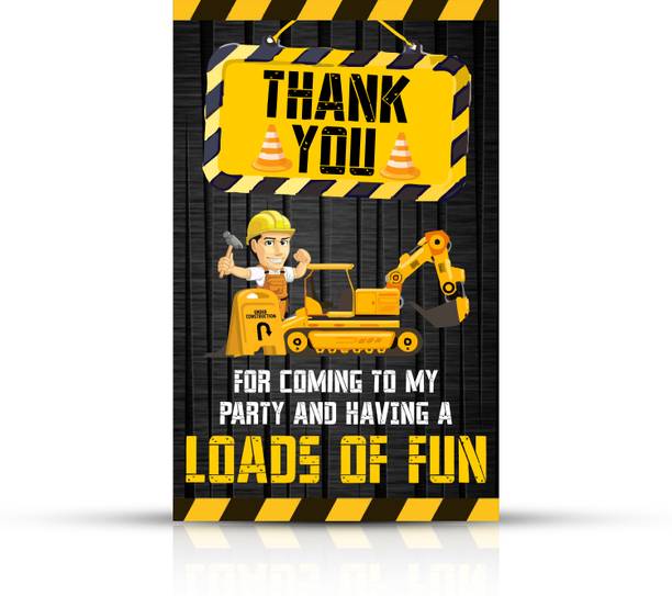 ZYOZI Under Construction Theme Thank You for Coming To My Party Tags for Birthday Invitation Card