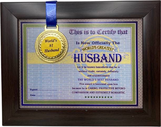 Northland Best Husband in World Framed Certificate - Unique Gifts for Husband Greeting Card