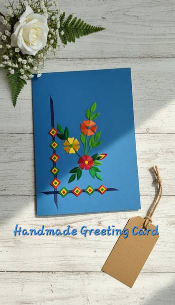 Lapis Moon Handmade card made with Ribbon for any day Birthday Anniversary valentine etc Greeting Card