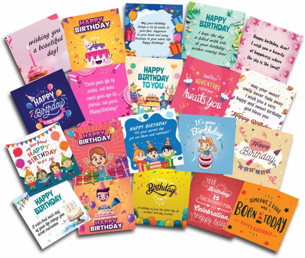 Exciting Lives Mini Birthday Cards Set- 20 Birthday Wishes/Notes for Family, Friends Greeting Card
