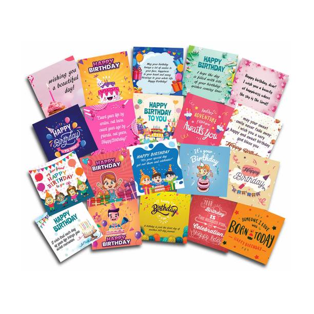 Exciting Lives Mini Birthday Cards Set- 20 Birthday Wishes/Notes for Family, Friends Greeting Card