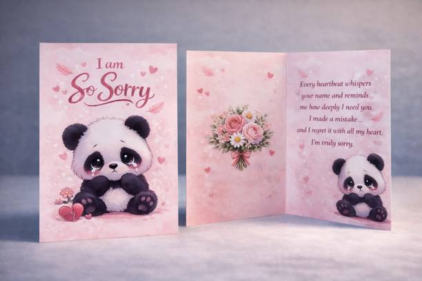 Kraftymelon Heartfelt I Am So Sorry Panda Apology Greeting Card – Cute Emotional Sorry Card Greeting Card
