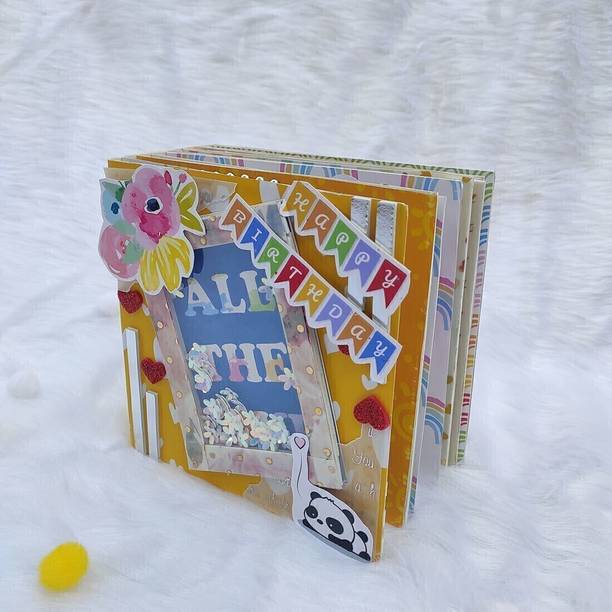 चंद्रन्स क्रीएशन Birthday Scrapbook Six Layer Handmade Gift ग्रीटिंग कार्ड