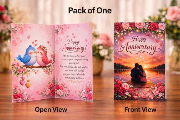 Kraftymelon Romantic Happy Anniversary Greeting Card for Couple | Premium Quality Love Card Greeting Card