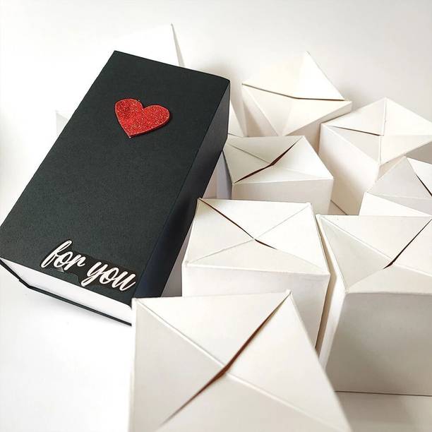 Chandrans Creation Black Jumping Box with 10 Cubes | Anniversary Birthday Valentine Gift Greeting Card