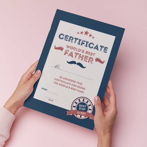 AanyaCentric Best Father Certificate 11.7x8.3inches A4 Size For Papa Dad Daddy Greeting Card