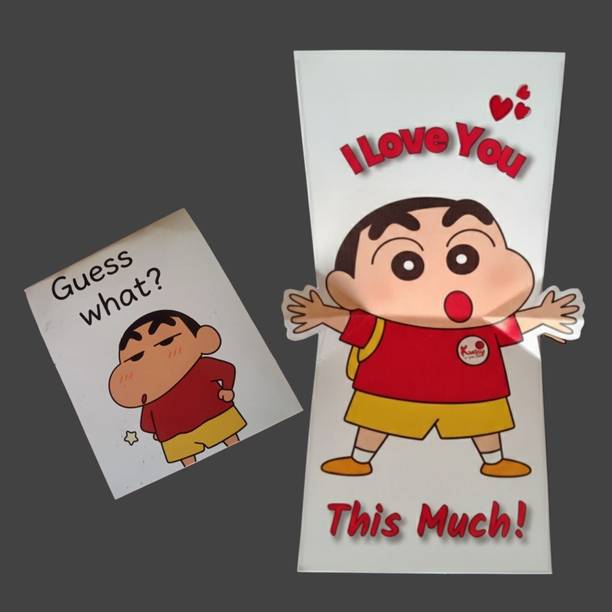 क्रैफ्टीमेलॉन Cute Shinchan “I Love You This Much” Foldable Greeting Card | Surprise Love Card ग्रीटिंग कार्ड