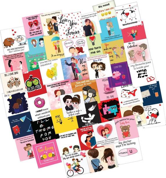Festiko 48 Pieces 48 Romantic Love Notes Greeting Cards 3x3 Inches Greeting Card