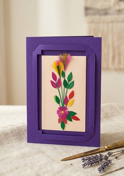 Lapis Moon Handmade card made with Ribbon for any occasion anniversary birthday etc Greeting Card