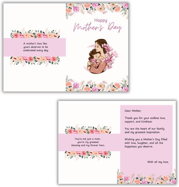 Brijsun Mother’s Day Greeting Card Floral Design | Folded Card for Mom Gift Greeting Card