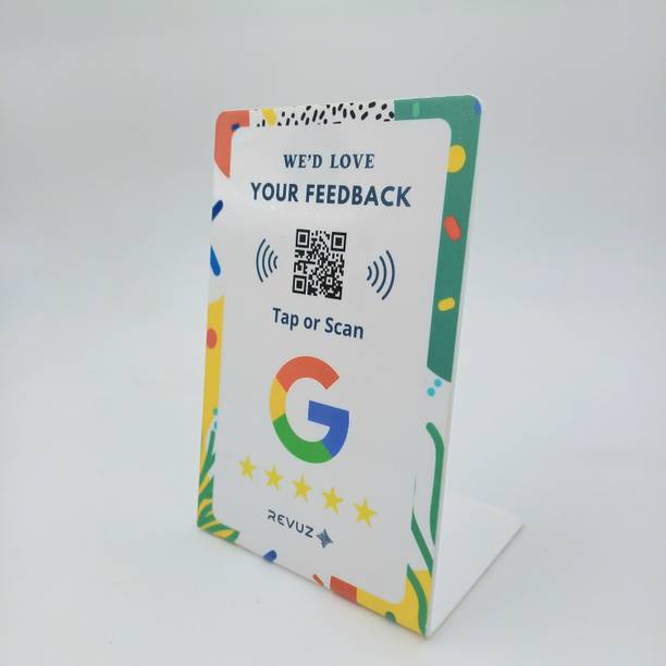 REVUZ Google Review Standee with QR Code and NFC chip | Tap or Scan Business Card
