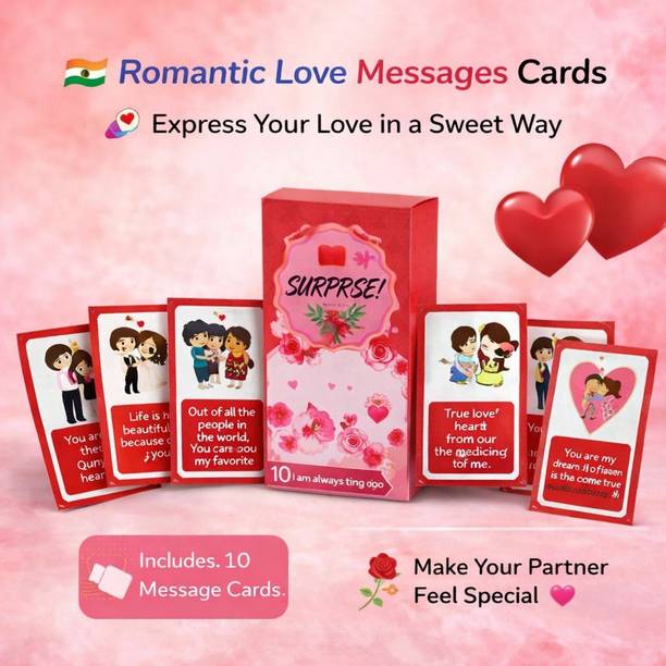 Festiko Set Of 10 I Love You Love Is Never Ending Surprise Greeting Cards For Girlfriend-BoyFriend,Valentine,Birthday,Wedding,Annivesary Greeting Card, (Pink, Multicolor, Pack of 10) Greeting Card
