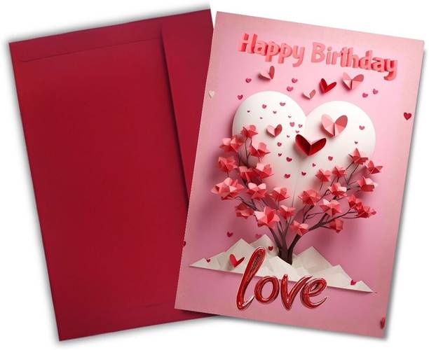 AanyaCentric Printed Love Birthday Card 8.3x11.7inch Printed Wishes Inside with Envelope Greeting Card