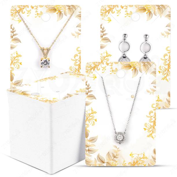 ZYOZIQUE Jewellery Display Cards for Necklace & Earring, Floral Gold Leaf Design, Business Card