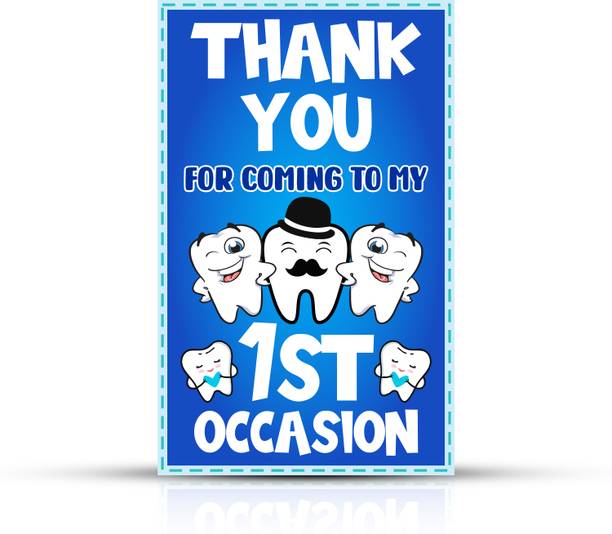 ZYOZIQUE Tooth Theme Thank You Tags,Blue Color Tooth Theme Thank You Label Tags for Boys Invitation Card