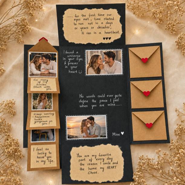 OHRACollections Handmade Custom Scrapbook Gift Card | Personalized Photo Memory Album for Couple Greeting Card