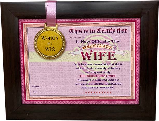 Northland Best Wife in the world Frame Certificate With Medal - Unique gifts for Wife Greeting Card