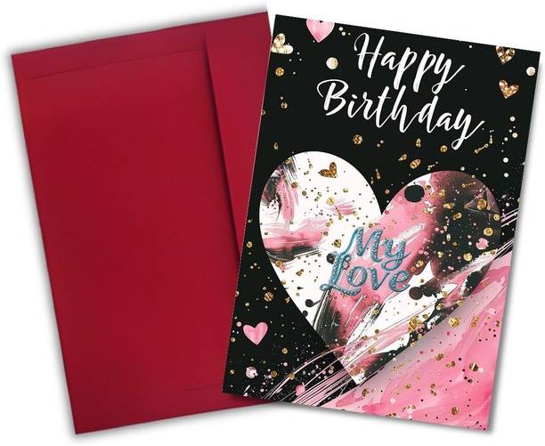 AanyaCentric Printed Love Birthday Card 8.3x11.7inch Printed Wishes Inside with Envelope Greeting Card