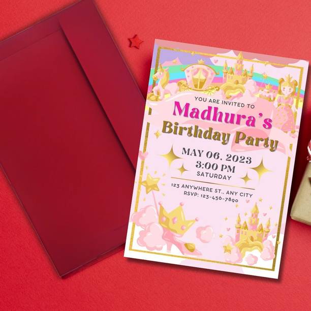 AanyaCentric Girls Kid Birthday Party 4.1 x 5.8 inch, 12nos Return Gift Sticky Labels Tags Invitation Card