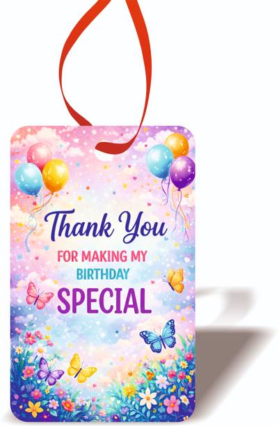 RINKON Thank You Tags For Return Gift - (30 Pcs) Tags With Red Ribbon Butterfly Theme Business Card