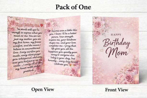 Kraftymelon Birthday Card for Mom | Floral Pink Greeting Card Greeting Card
