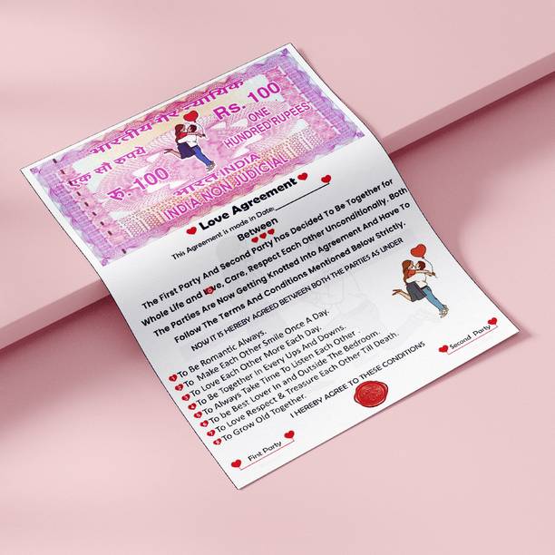 OddClick Love Contract Agreement Card Certificate with Permanent Marker, Message Bottle Greeting Card