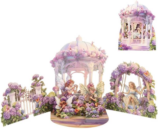 HANNEA 3D Folding Greeting Card Handmade Pop Up Fairy Castle for Birthday and Valentine Greeting Card