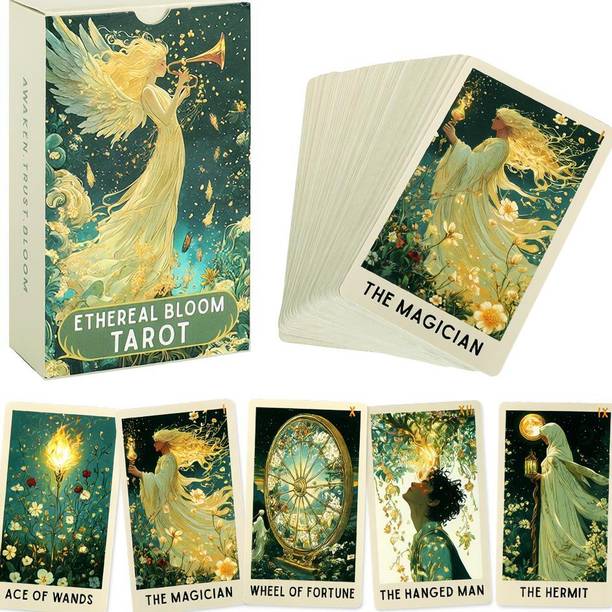 SNOWIE SOFT Ethereal Bloom Tarot Cards Deck 78 Card Full Set for Beginners and Experts ID  Card