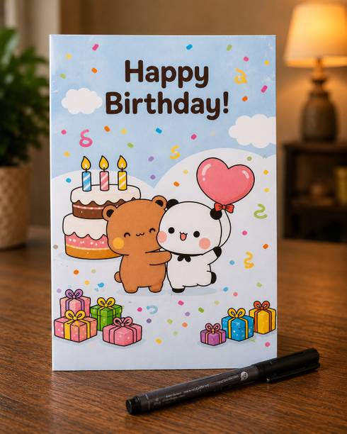 Kraftymelon Handcrafted Cute Happy Birthday Greeting Card Greeting Card