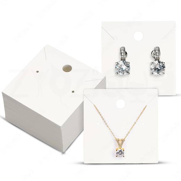 ZYOZIQUE White Jewellery Display Cards for Necklaces & Earrings, Hanging Card Holders Business Card