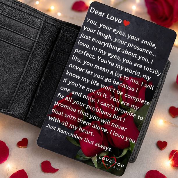 theprinthub Love Rose Wallet Card | Shining Finish Romantic Gift for Birthday & Anniversary Greeting Card