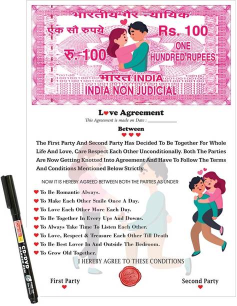 nyarogift Love Contract Agreement Card, Permanent Marker Greeting Card