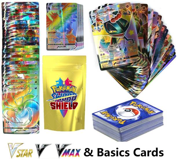 Bestie Toys Pokemon Cards Sword And Shield Vmax V Vstar And Basic Shiny Cards (50 cards)
