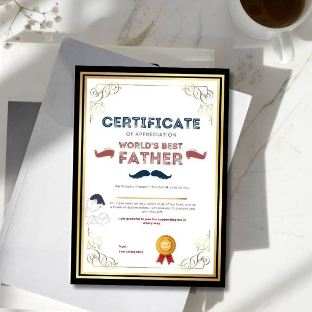 AanyaCentric Best Father Certificate 11.7x8.3inches A4 Size For Papa Dad Daddy Greeting Card