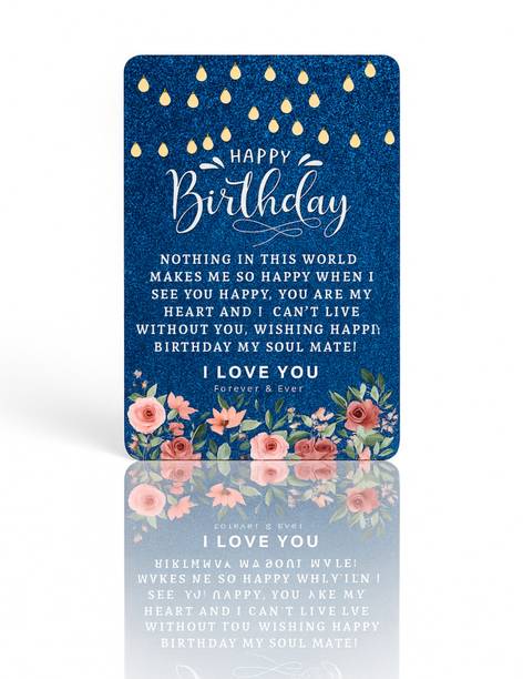 theprinthub Happy Birthday Wallet Card | Blue Shining Finish Romantic Gift for Couples Greeting Card