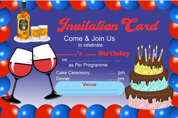 Naveen WINE foil PARTY Theme Birthday Party Invitation Card 25 Pcs Set Invitation Card Invitation Card